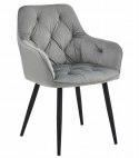 Krzesło JORK - aksamit srebrno-szary / nogi czarne x 2