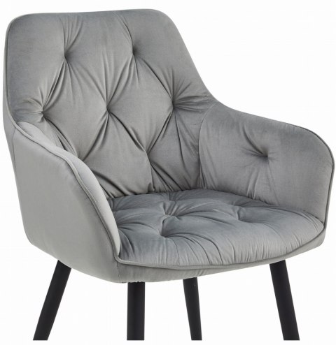 Krzesło JORK - aksamit srebrno-szary / nogi czarne x 2