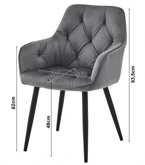 Krzesło JORK - granat aksamit / nogi czarne x 2