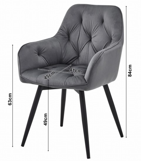 Krzesło JORK360 - aksamit srebrno-szary / nogi czarne x 1