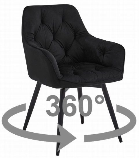 Krzesło JORK360 - czarny aksamit / nogi czarne x 1