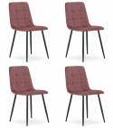 Krzesło KARA - różowy aksamit / nogi czarne x 4