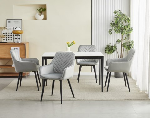 Krzesło NANA - aksamit srebrno-szary / nogi czarne x 1