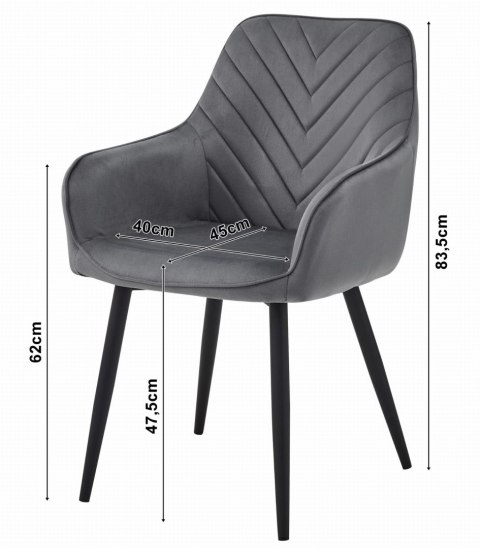 Krzesło NANA - beż aksamit / nogi czarne x 1