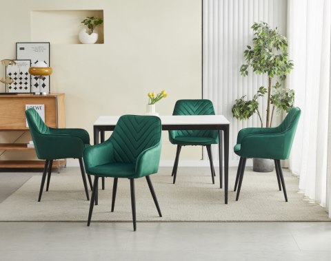 Krzesło NANA - ciemna zieleń aksamit / nogi czarne x 1