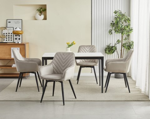 Krzesło NANA360 - ciemny beż aksamit / nogi czarne x 1