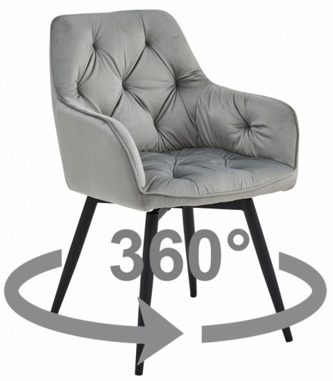 Krzesło JORK360 - aksamit srebrno-szary / nogi czarne x 2