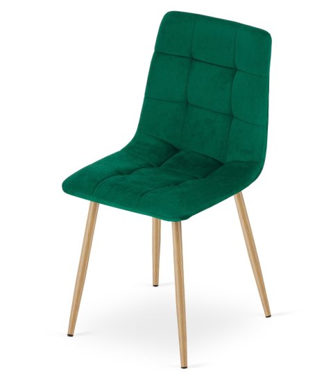 Krzesło KARA - ciemna zieleń aksamit / nogi kolor drewna x 1