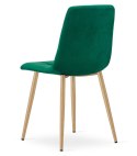 Krzesło KARA - ciemna zieleń aksamit / nogi kolor drewna x 3