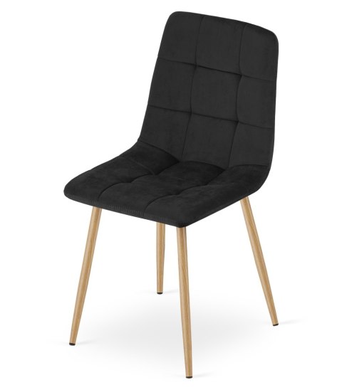 Krzesło KARA - czarny aksamit / nogi kolor drewna x 1