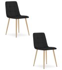 Krzesło KARA - czarny aksamit / nogi kolor drewna x 2