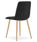 Krzesło KARA - czarny aksamit / nogi kolor drewna x 2
