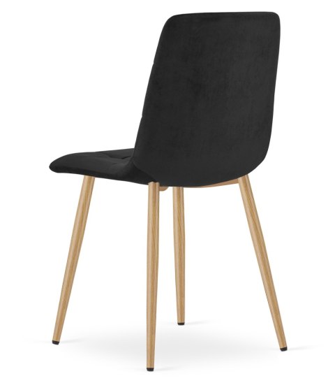 Krzesło KARA - czarny aksamit / nogi kolor drewna x 2