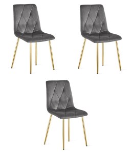 Krzesło LIBRA - ciemny szary aksamit / nogi kolor złoty x 3