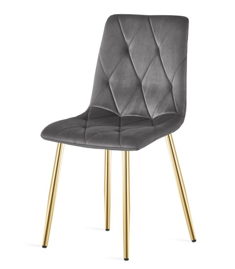Krzesło LIBRA - ciemny szary aksamit / nogi kolor złoty x 3