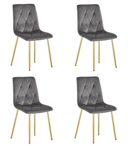 Krzesło LIBRA - ciemny szary aksamit / nogi kolor złoty x 4