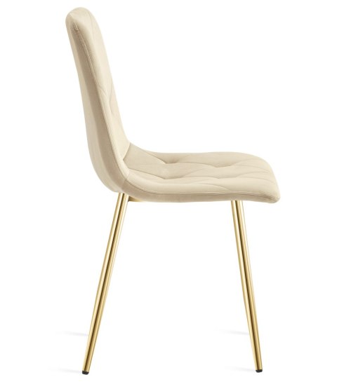 Krzesło LIBRA - jasny beż aksamit / nogi kolor złoty x 2