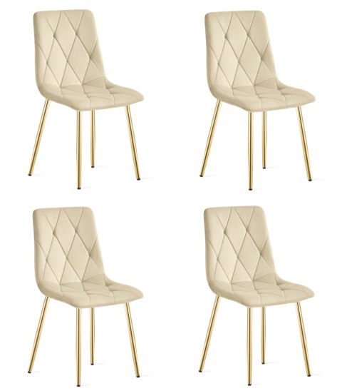 Krzesło LIBRA - jasny beż aksamit / nogi kolor złoty x 4