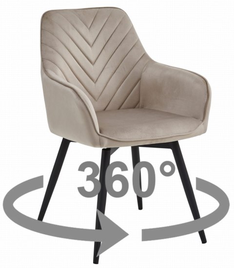 Krzesło NANA360 - ciemny beż aksamit / nogi czarne x 2