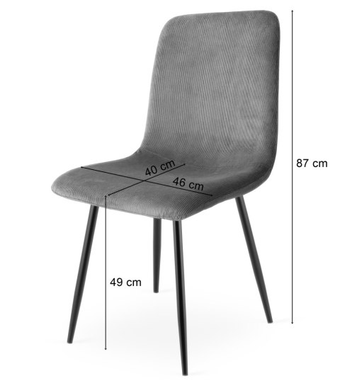 Krzesło RIFT - szary sztruks / nogi kolor czarny x 2