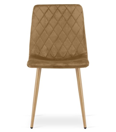 Krzesło TURIN - brązowy aksamit / nogi kolor drewna x 2