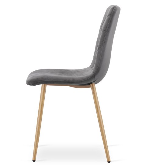 Krzesło TURIN - ciemny szary aksamit / nogi kolor drewna x 2