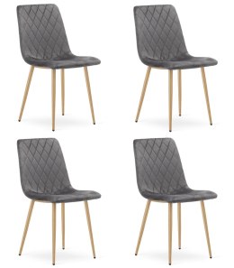Krzesło TURIN - ciemny szary aksamit / nogi kolor drewna x 4