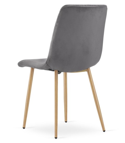 Krzesło TURIN - ciemny szary aksamit / nogi kolor drewna x 4