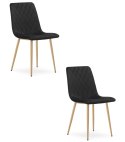 Krzesło TURIN - czarny aksamit / nogi kolor drewna x 2