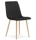 Krzesło TURIN - czarny aksamit / nogi kolor drewna x 2
