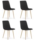 Krzesło TURIN - czarny aksamit / nogi kolor drewna x 4