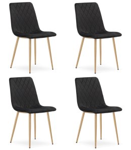 Krzesło TURIN - czarny aksamit / nogi kolor drewna x 4