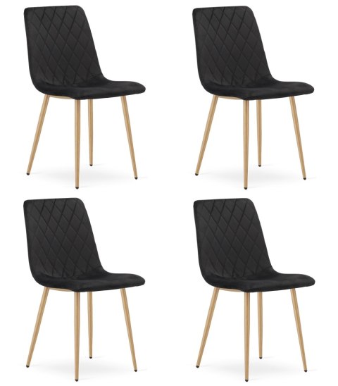 Krzesło TURIN - czarny aksamit / nogi kolor drewna x 4
