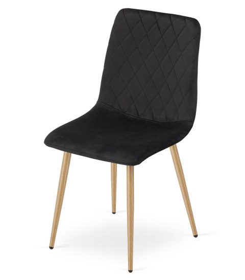 Krzesło TURIN - czarny aksamit / nogi kolor drewna x 4