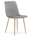 Krzesło TURIN - jasny szary aksamit / nogi kolor drewna x 4