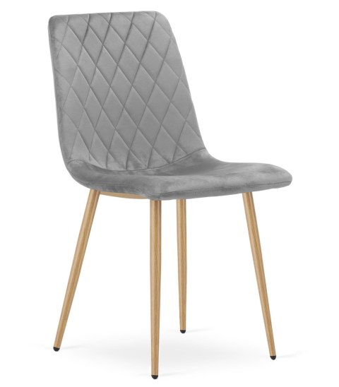 Krzesło TURIN - jasny szary aksamit / nogi kolor drewna x 4