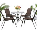 Stół kwadrat ISLAND 70cm + 4x Krzesło SOFIA brąz