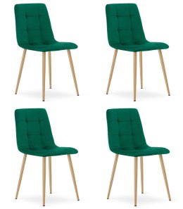 Krzesło KARA - ciemna zieleń aksamit / nogi kolor drewna x 4