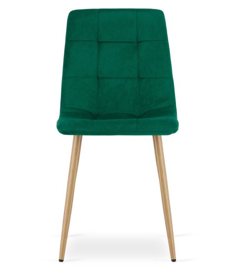 Krzesło KARA - ciemna zieleń aksamit / nogi kolor drewna x 4