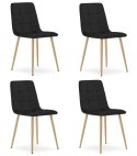 Krzesło KARA - czarny aksamit / nogi kolor drewna x 4