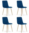 Krzesło KARA - granat aksamit / nogi kolor drewna x 4