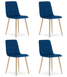 Krzesło KARA - granat aksamit / nogi kolor drewna x 4