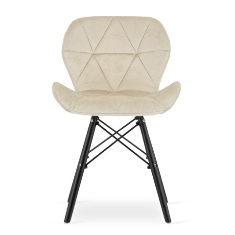 Krzesło LAGO Aksamit - beż / nogi czarne x 2