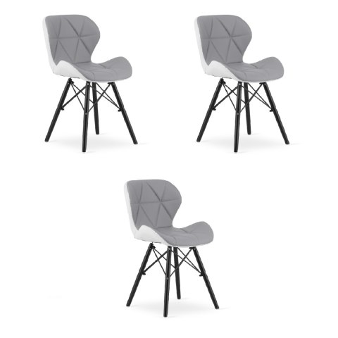 Krzesło LAGO ekoskóra - szaro-białe / nogi czarne x 3