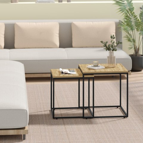 Stolik kawowy kwadrat 2szt - artisan / nogi czarne