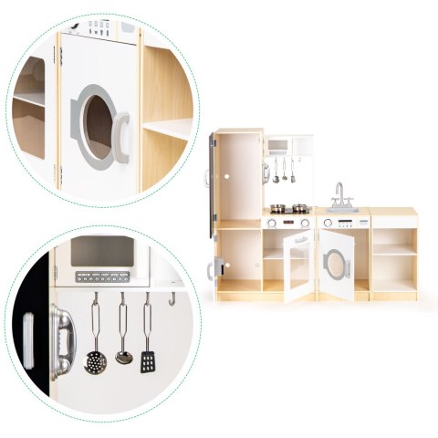 Drewniana kuchnia dla dzieci osobne segmenty XXL tablica + LED ECOTOYS ECOTOYS