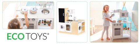 Drewniana kuchnia dla dzieci osobne segmenty XXL tablica + LED ECOTOYS ECOTOYS