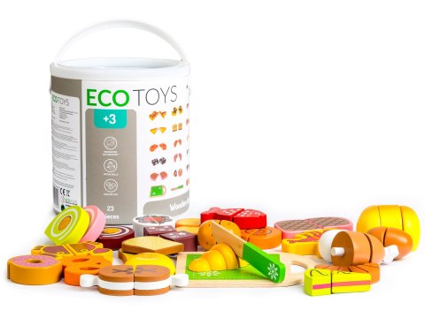Drewniane jedzenie do krojenia 23 sztuki ECOTOYS ECOTOYS