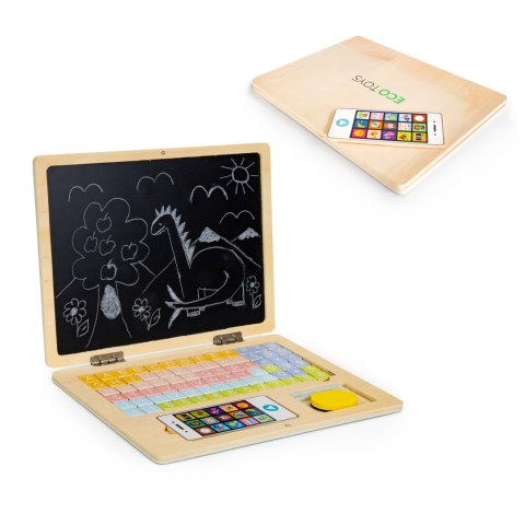 Drewniany laptop edukacyjny tablica magnetyczna ECOTOYS ECOTOYS