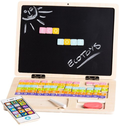 Drewniany laptop edukacyjny tablica magnetyczna ECOTOYS ECOTOYS